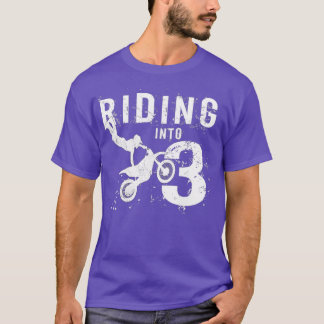 Riding Into 3 Years Old 3rd Birthday Boy Dirt T-Shirt
