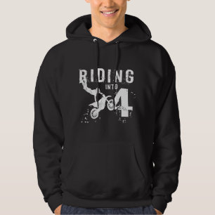 Riding Into 4 Years Old 4th Birthday Boy Dirt Bike Hoodie