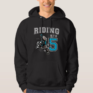 Riding Into 5 Years Old 5th Birthday Boy Dirt Bike Hoodie