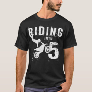 Riding Into 5 Years Old 5th Birthday Boy Dirt T-Shirt