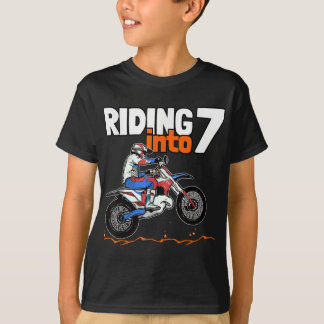 Riding into 7 Dirt Bike  7 Years Old Motocross Bir T-Shirt