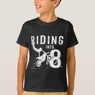 Riding Into 8 Years Old 8th Birthday Boy Dirt Bike T-Shirt