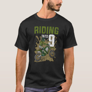Riding Into 9 Birthday Rider Motocross Birthday T-Shirt