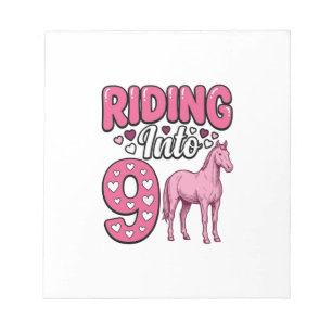 Riding Into 9 Horse Birthday Girl Vintage Shirt De Notepad