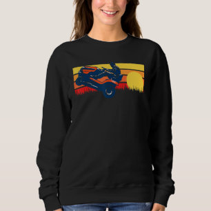 Riding Lawn Mower Wheelie Vintage 80s Sunset Sweatshirt