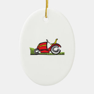 RIDING LAWNMOWER CERAMIC TREE DECORATION