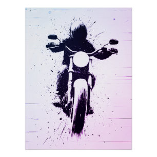 Riding Motorbike Poster
