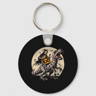 Riding Mummy Dinosaur T Rex Pumpkin Funny Hallowee Key Ring