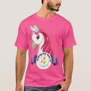 Riding My Way To 4 Birthday Party Horse Theme Girl T-Shirt