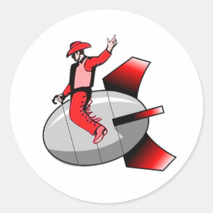Riding Nuclear Bomb Classic Round Sticker