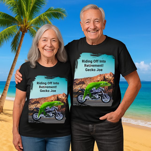 Riding Off into Retirement Custom Gecko Motorcycle T-Shirt (Riding Off into Retirement Custom Gecko Motorcycle T-Shirt)