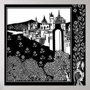 “Riding Out From The Abbey” by Aubrey Beardsley Poster