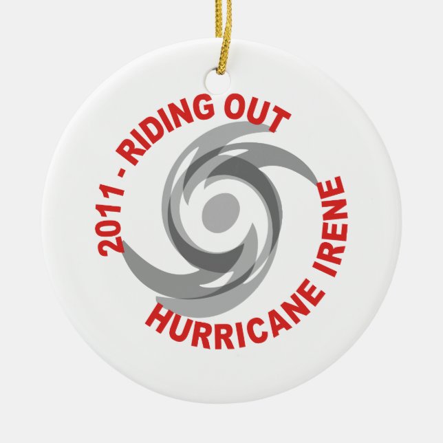 Riding Out Hurricane Irene 2011 Ceramic Tree Decoration (Front)