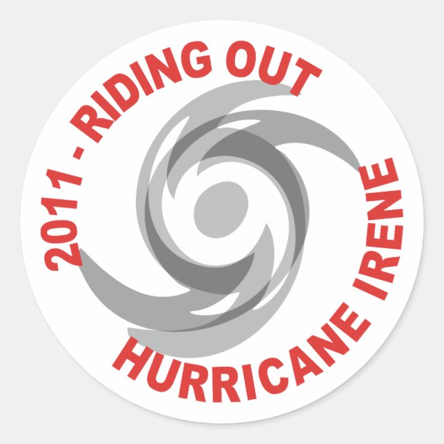 Riding Out Hurricane Irene 2011 Classic Round Sticker (Front)