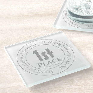 Riding School Showjumping 1st Prize Trophy Award Glass Coaster