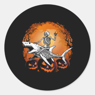 Riding Shark Lazy Halloween Costume Funny Animal  Classic Round Sticker