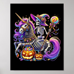 Riding Skeleton Unicorn Halloween Costume  Poster