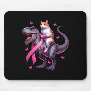 Riding T Rex Dinosaur. Breast Cancer Awareness  Mouse Mat