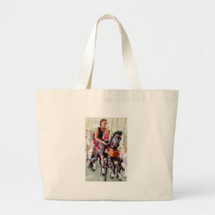 Riding the Carousel with Mum Large Tote Bag