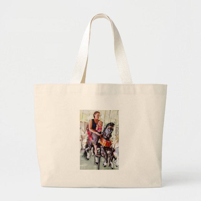 Riding the Carousel with Mum Large Tote Bag (Front)