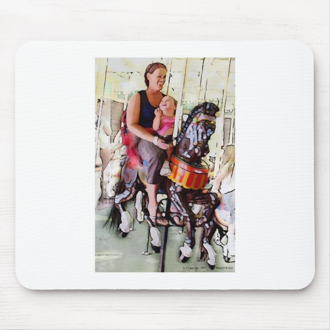 Riding the Carousel with Mum Mouse Mat (Front)