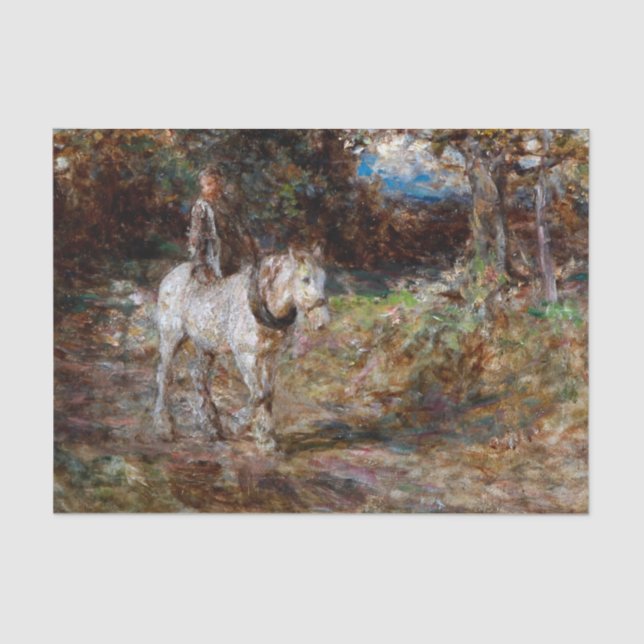 Riding the Farm Horse by Edward Stott Tissue Paper (Front)