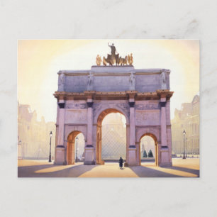 "Riding the Light" Carousel in Paris Watercolor Postcard