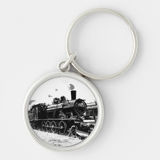 Riding the Rails- Vintage Steam Train Key Ring (Front)