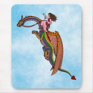 Riding the Rainbow Dragon Mouse Mat