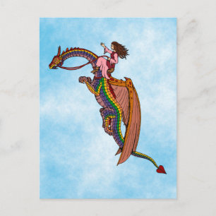 Riding the Rainbow Dragon Postcard
