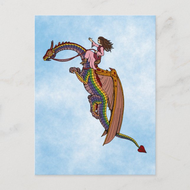 Riding the Rainbow Dragon Postcard (Front)