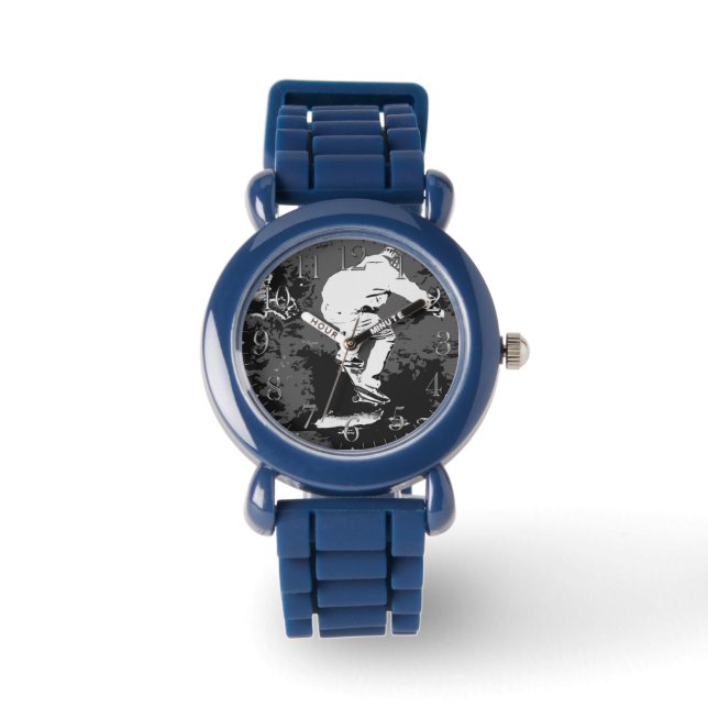 Riding the Storm- Skateboarder  Round Clock Watch (Front)