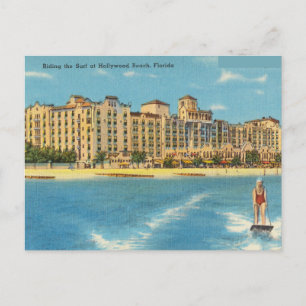 Riding the Surf at Hollywood Beach, Florida Postcard