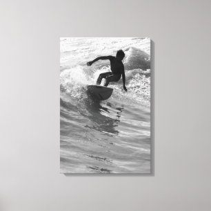 Riding The Wave Grayscale Canvas Print