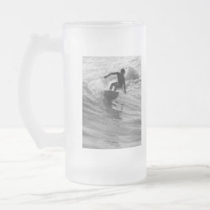 Riding The Wave Grayscale Frosted Glass Beer Mug