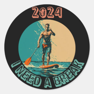 Riding the waves: sup paddle board surfing edition classic round sticker