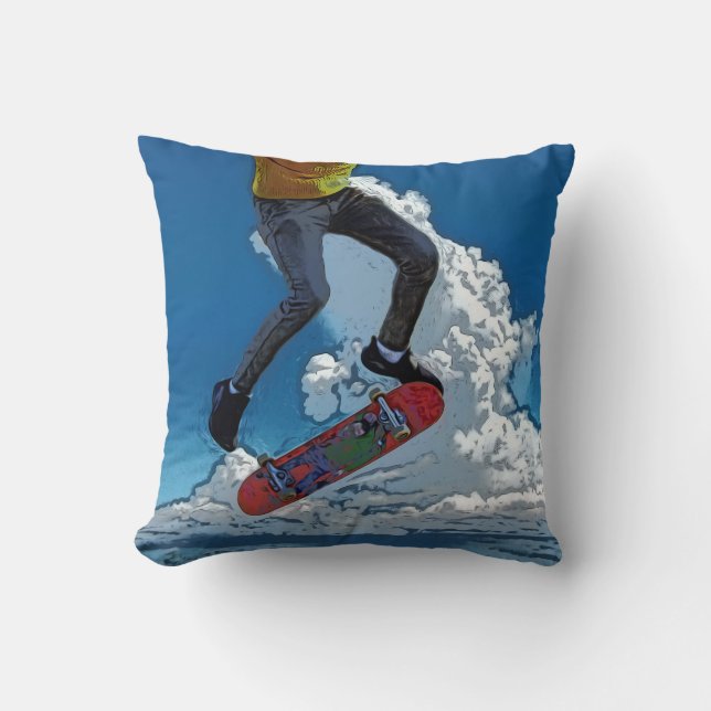 Riding the Wind - Skateboarder Poster Fleece Blank Cushion (Front)