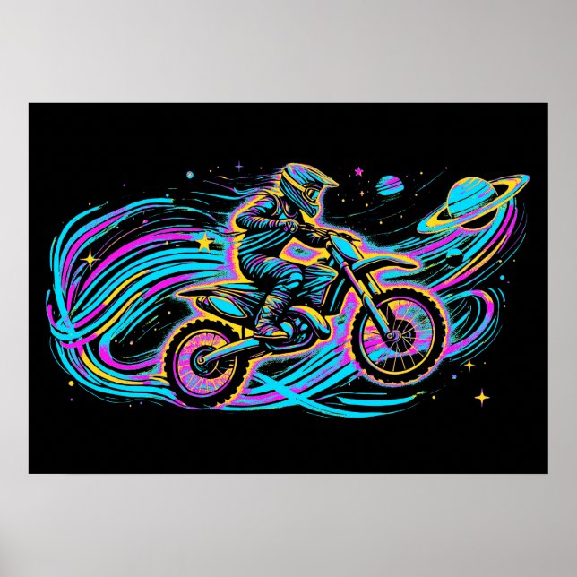 Riding through Space - Motocross Rider Poster (Front)