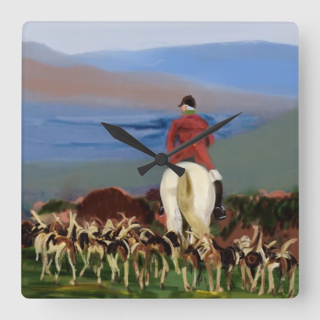Riding to the Hounds Wall Clock  (Front)