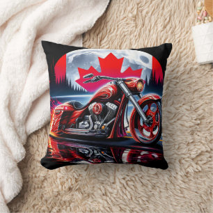 Riding under the Canadian night sky with pride Cushion