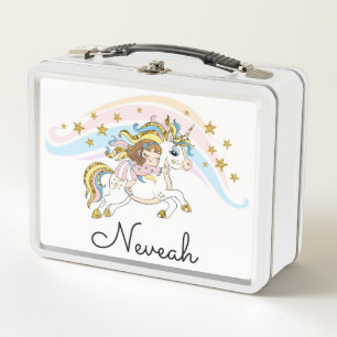 Riding Unicorns Metal Lunch Box
