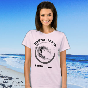 Riding waves since...black and grey surfer design T-Shirt