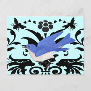 Rielaboration of Vintage Bluebird Illustration Postcard