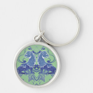 Rielaboration of Vintage Lions with Swirls Key Ring