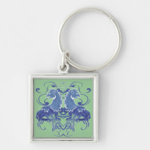 Rielaboration of Vintage Lions with Swirls Key Ring