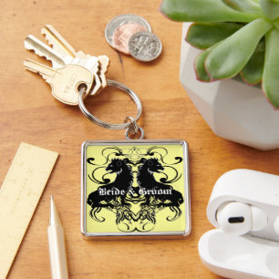 Rielaboration of Vintage Lions with Swirls Key Ring