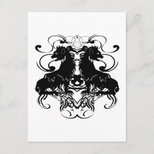 Rielaboration of Vintage Lions with Swirls Postcard