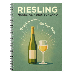 Riesling Moseltal Deutschland Vintage Travel Art Notebook