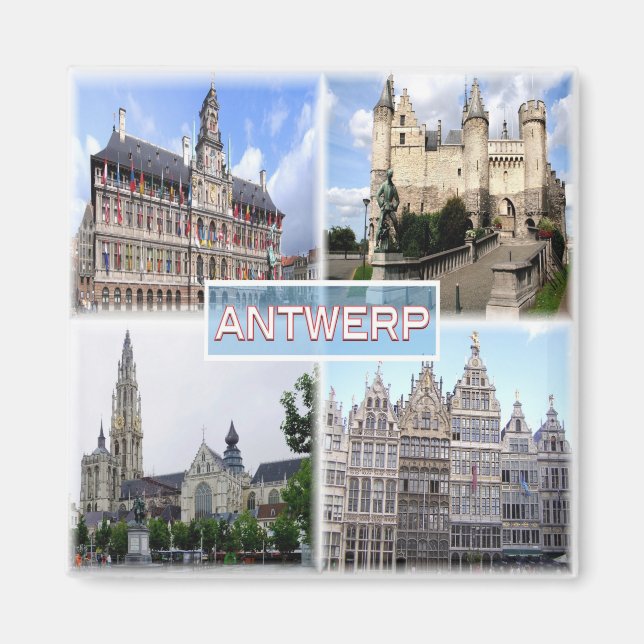 Rif. BE Antwerp, Stadhuis, Het Steen, Fridge Magnet (Front)