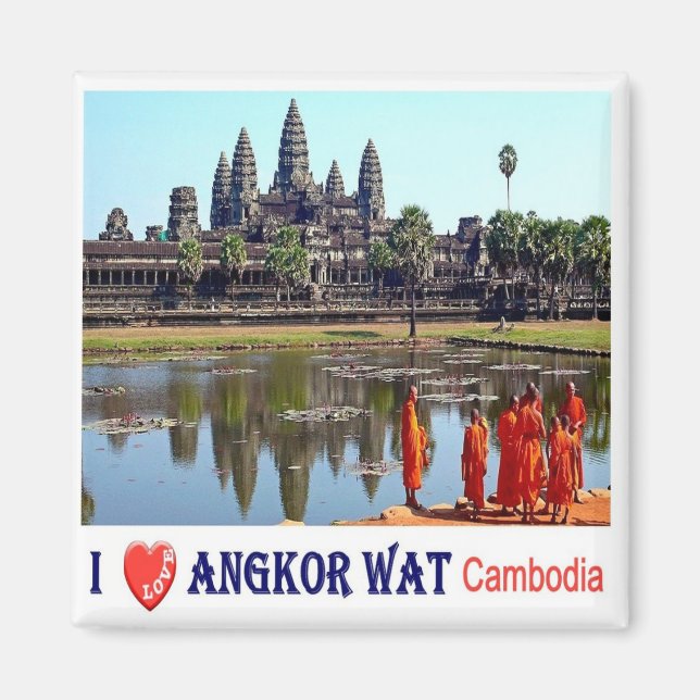 Rif. KH Cambodia, Angkor Wat, I Love, Fridge Magnet (Front)